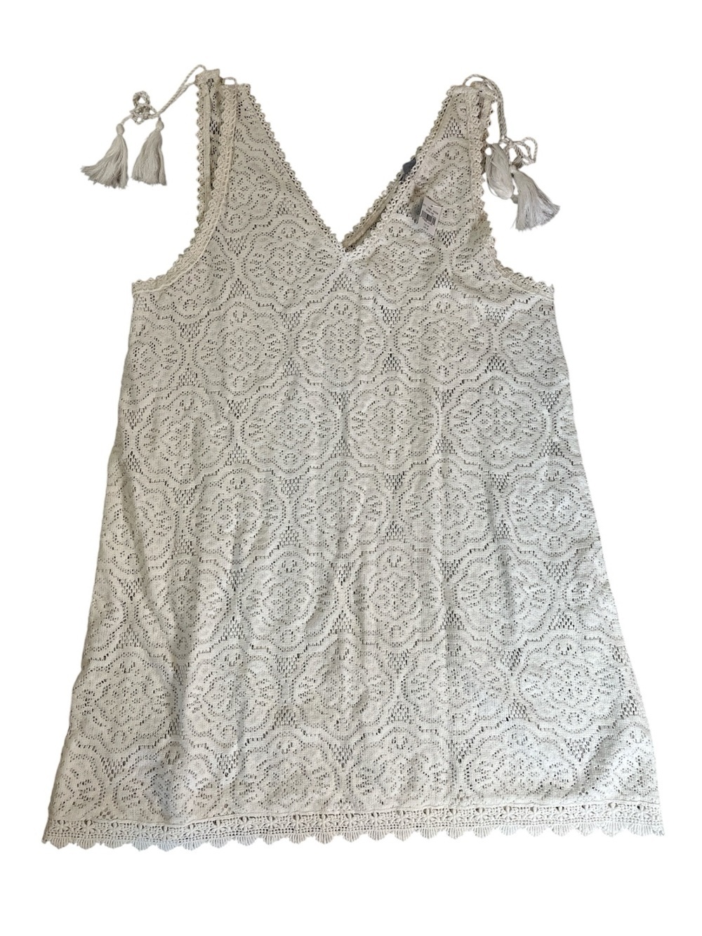 Aerie Cream Lace Dress or swim coverup Tank with Tassel Detail
New
Medium